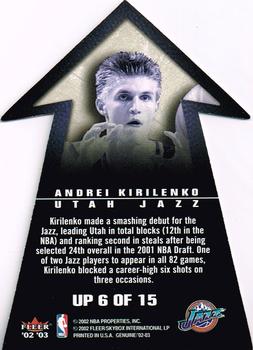 2002-03 Fleer Genuine - On the Up #UP 6 Andrei Kirilenko Back
