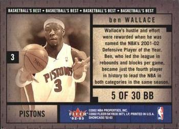 2002-03 Fleer Showcase - Basketball's Best #5 BB Ben Wallace Back