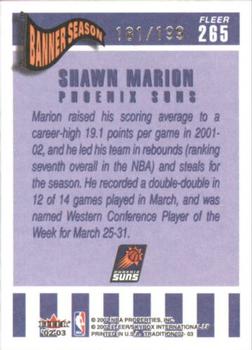 2002-03 Fleer Tradition - Crystal #265 Shawn Marion Back