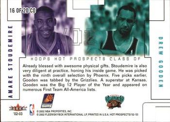2002-03 Hoops Hot Prospects - Class Of #16 CO Amare Stoudemire / Drew Gooden Back