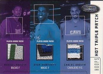 2002-03 Hoops Hot Prospects - Hot Triple Patch #TP-HHB Marcus Haislip / Ryan Humphrey / Carlos Boozer Front