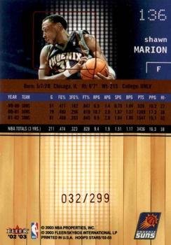 2002-03 Hoops Stars - Five-Star #136 Shawn Marion Back