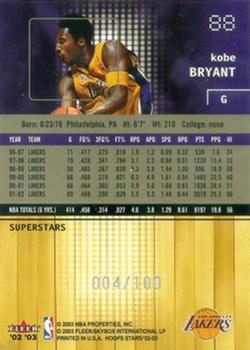2002-03 Hoops Stars - Platinum #88 Kobe Bryant Back
