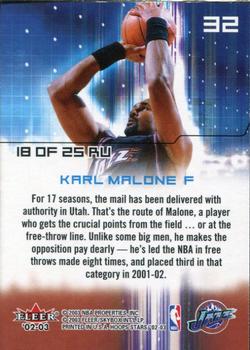 2002-03 Hoops Stars - Raising Up #18 RU Karl Malone Back