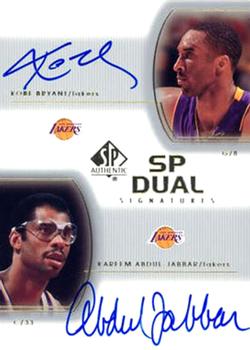 2002-03 SP Authentic - SP Dual Signatures #KB/KA Kobe Bryant / Kareem Abdul-Jabbar Front