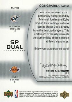 2002-03 SP Authentic - SP Dual Signatures #MJ/KB Michael Jordan / Kobe Bryant Back