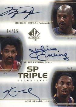 2002-03 SP Authentic - SP Triple Signatures #MJ/DR/KB Michael Jordan / Julius Erving / Kobe Bryant Front