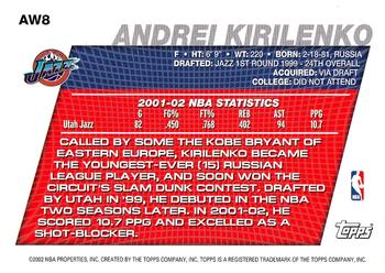 2002-03 Topps - Around the World Exchange #AW8 Andrei Kirilenko Back