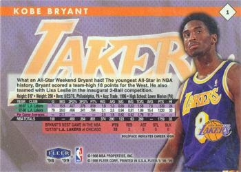 1998-99 Fleer Tradition #1 Kobe Bryant Back