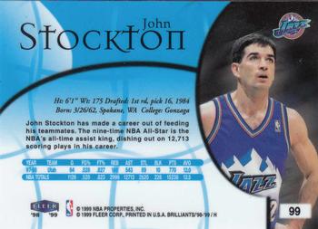 1998-99 Fleer Brilliants #99 John Stockton Back