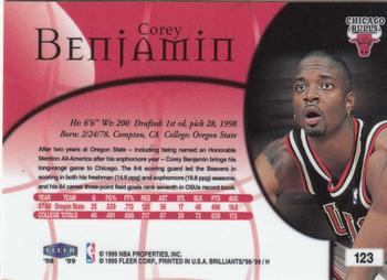 1998-99 Fleer Brilliants #123 Corey Benjamin Back
