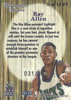 1998-99 Fleer Tradition - Playmakers Theatre #2PT Ray Allen Back