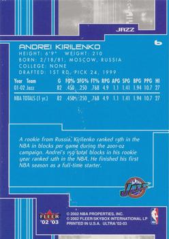 2002-03 Ultra - Gold Medallion #6 Andrei Kirilenko Back