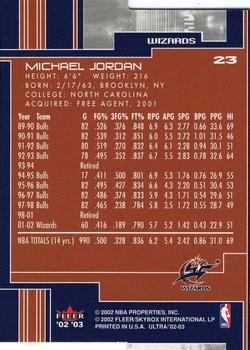 2002-03 Ultra - Gold Medallion #23 Michael Jordan Back