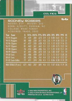 2002-03 Ultra - Gold Medallion #66 Rodney Rogers Back