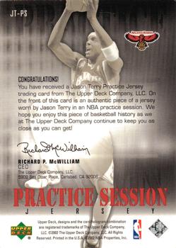 2002-03 Upper Deck - Practice Session Jerseys #JT-PS Jason Terry Back