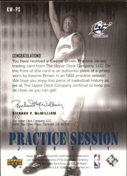 2002-03 Upper Deck - Practice Session Jerseys #KW-PS Kwame Brown Back