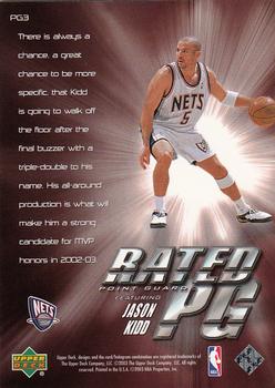 2002-03 Upper Deck - Rated PG #PG3 Jason Kidd Back