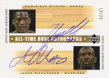 2002-03 Upper Deck Generations - All-Time Dual Autographs #DW/JR Dominique Wilkins / Jason Richardson Front