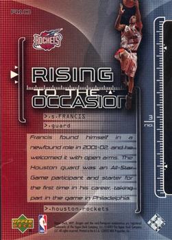 2002-03 Upper Deck MVP - Rising to the Occasion #R10 Steve Francis Back