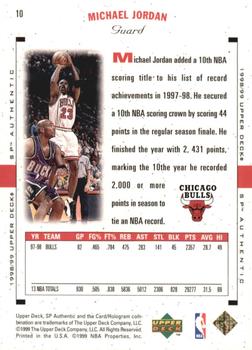 1998-99 SP Authentic #10 Michael Jordan Back