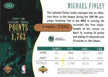 1998-99 SPx Finite #193 Michael Finley Back