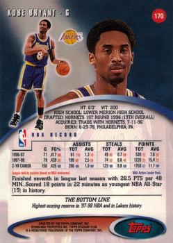 1998-99 Stadium Club #170 Kobe Bryant Back