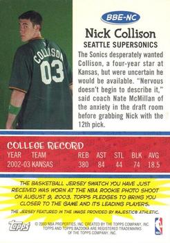 2003-04 Bazooka - Beginnings #BBE-NC Nick Collison Back