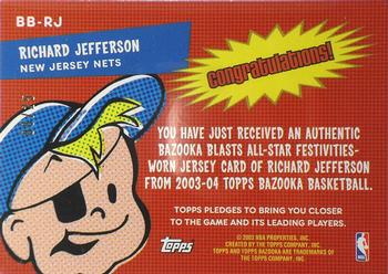 2003-04 Bazooka - Blasts Foil #BB-RJ Richard Jefferson Back