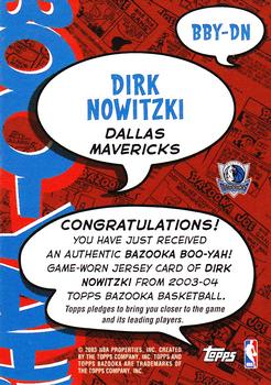2003-04 Bazooka - Boo-Yah! #BBY-DN Dirk Nowitzki Back