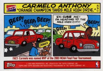 2003-04 Bazooka - Comics #17 Carmelo Anthony Front