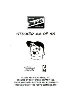 2003-04 Bazooka - Four-on-One Stickers #22 Tyson Chandler / Kwame Brown / Qyntel Woods / Radoslav Nesterovic Back