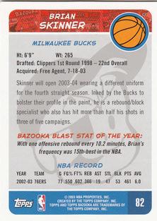 2003-04 Bazooka - Mini #82 Brian Skinner Back