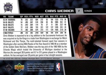 1998-99 Upper Deck #199 Chris Webber Back