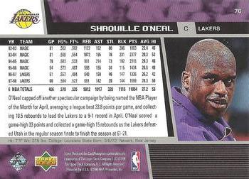1998-99 Upper Deck #76 Shaquille O'Neal Back