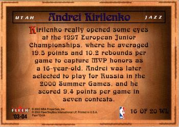 2003-04 Flair - World Leaders #16 WL Andrei Kirilenko Back