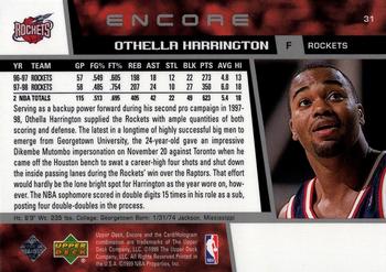 1998-99 Upper Deck Encore #31 Othella Harrington Back