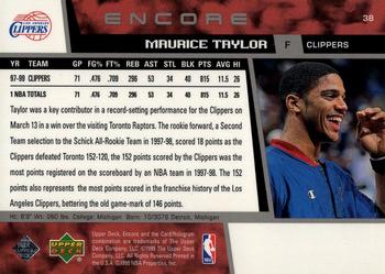 1998-99 Upper Deck Encore #38 Maurice Taylor Back