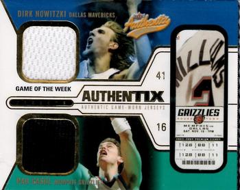 2003-04 Fleer Authentix - Jersey Authentix Game of the Week Ripped #DN-PG Dirk Nowitzki / Pau Gasol Front