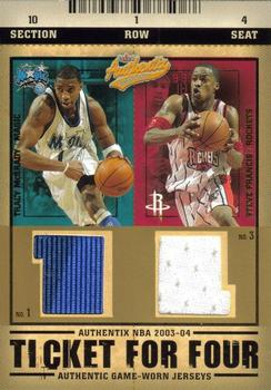 2003-04 Fleer Authentix - Ticket for Four #NNO Tracy McGrady / Steve Francis / Allen Iverson / Chris Webber Front