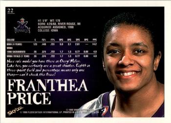 1999 Hoops WNBA #22 Franthea Price Back