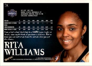 1999 Hoops WNBA #70 Rita Williams Back