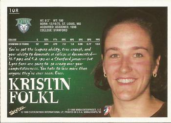 1999 Hoops WNBA #108 Kristin Folkl Back
