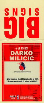 2003-04 Fleer Platinum - Big Signs #4 BS Darko Milicic Back