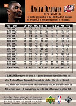1998-99 Upper Deck Century Legends #14 Hakeem Olajuwon Back