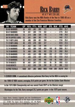 1998-99 Upper Deck Century Legends #17 Rick Barry Back