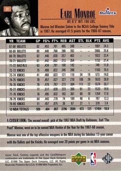 1998-99 Upper Deck Century Legends #31 Earl Monroe Back