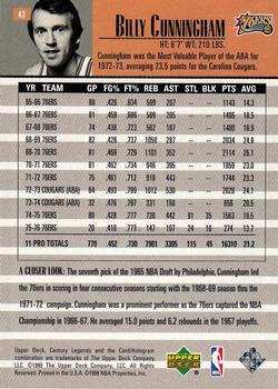 1998-99 Upper Deck Century Legends #43 Billy Cunningham Back