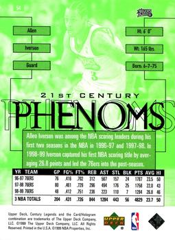 1998-99 Upper Deck Century Legends #54 Allen Iverson Back