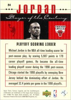 1998-99 Upper Deck Century Legends #84 Michael Jordan Back